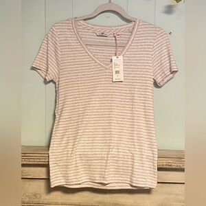 NWT Vineyard Vines Short-Sleeved Striped Khaki White SMALL